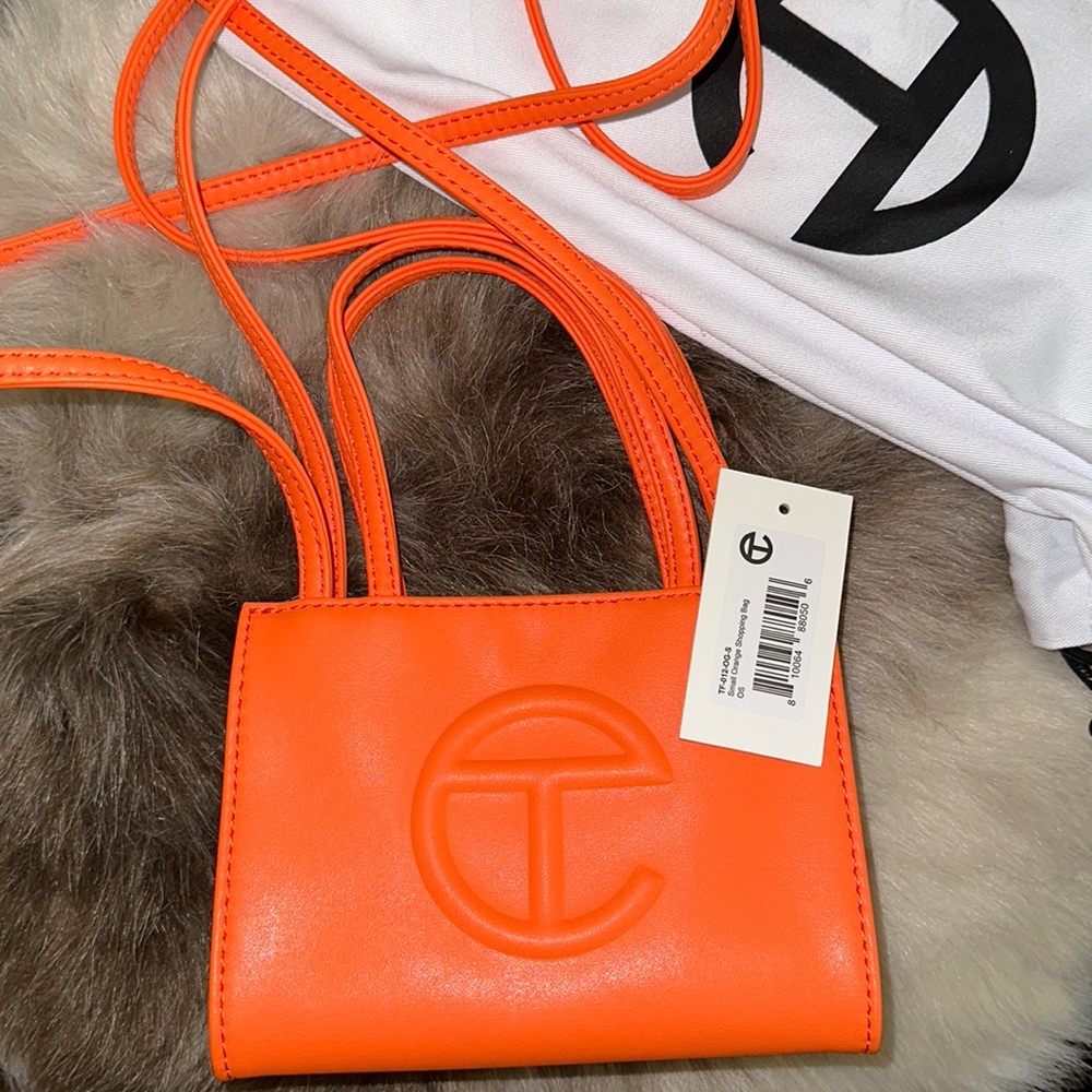 Telfar small orange shopping bag